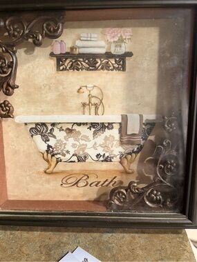 Ornate Clawfoot Bath Wall Art - Brown & Cream